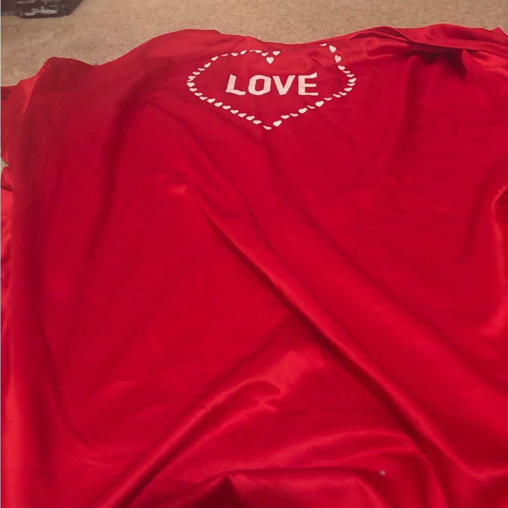 Victoria's Secret Red Satin Robe with Heart Design